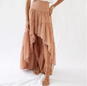 Anthropologie Erika Pena Maxi Skirt Hi-Low Tiered Rita Rose size m/l